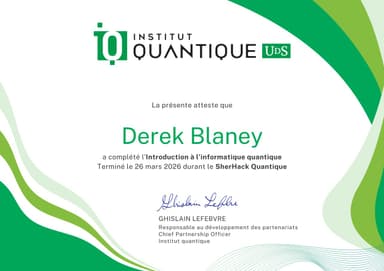 Hackathon de l'Institut Quantique certificate